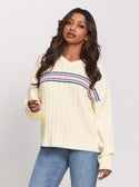 Guess Originals Cream V-neck Sweater front view