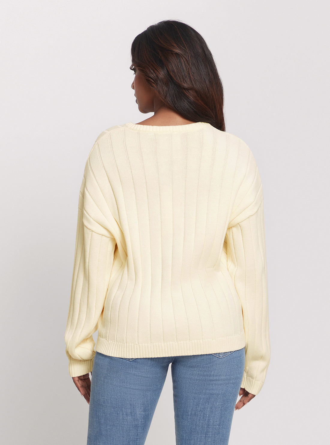 Guess Originals Cream V-neck Sweater  back view