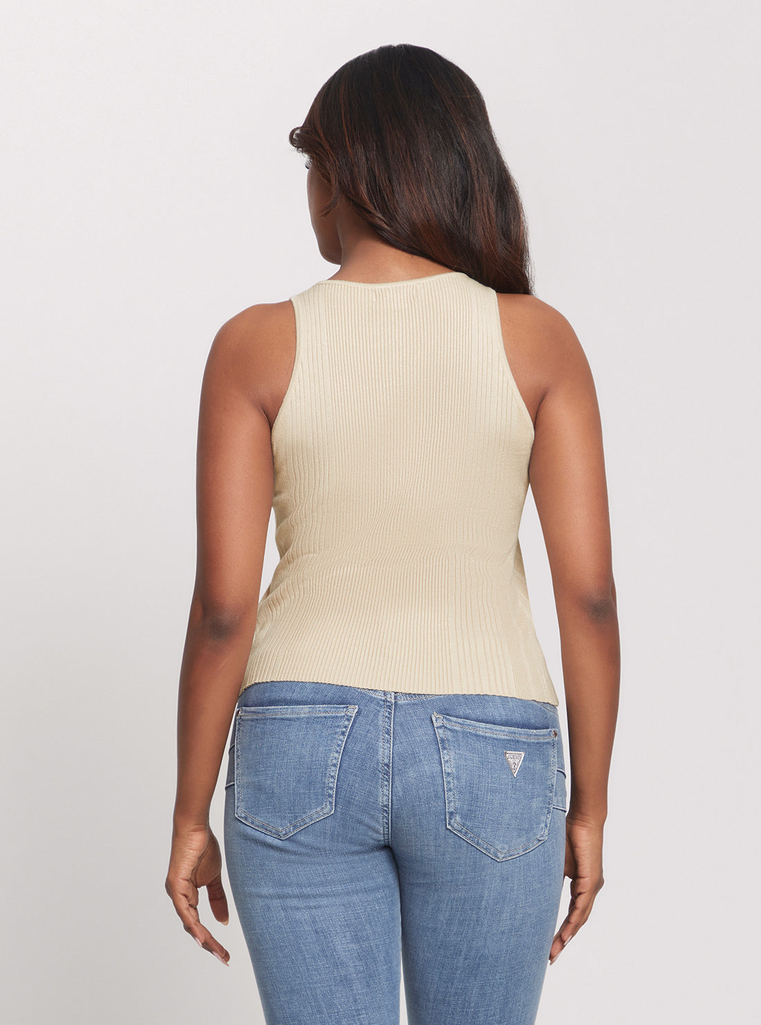 GUESS Beige Alphabet Charm Meghen Knit Top  back view