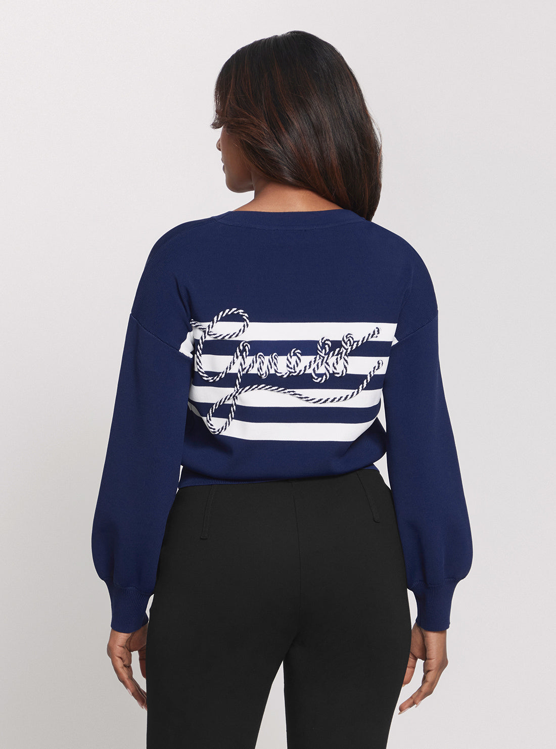 GUESS Navy Stripe Rachel Knit Cardigan back view