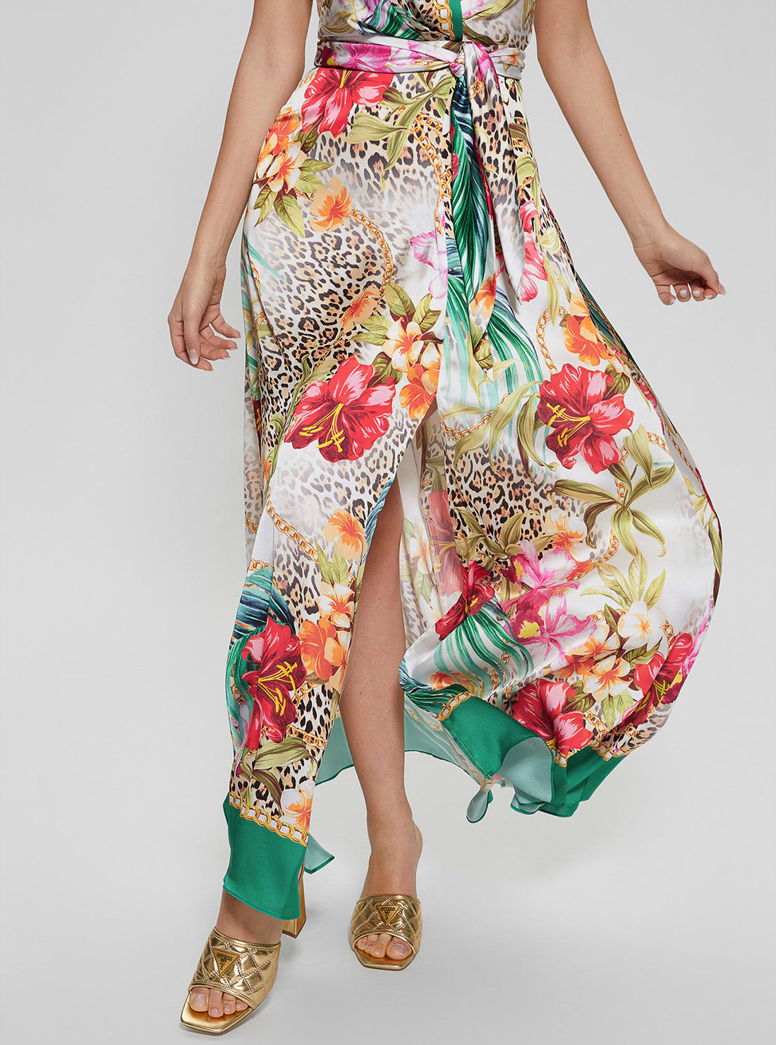 Green Jungle Print Louane Maxi Dress front view