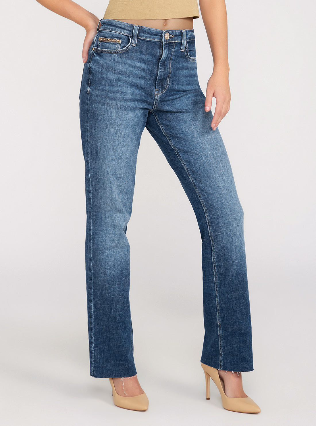 GUESS Mid-Rise Straight Leg 80s Denim Jeans side view
