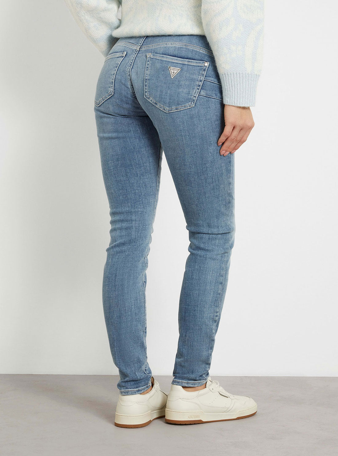 GUESS Mid-Rise Skinny Leg Shape Up in Mid Wash back view