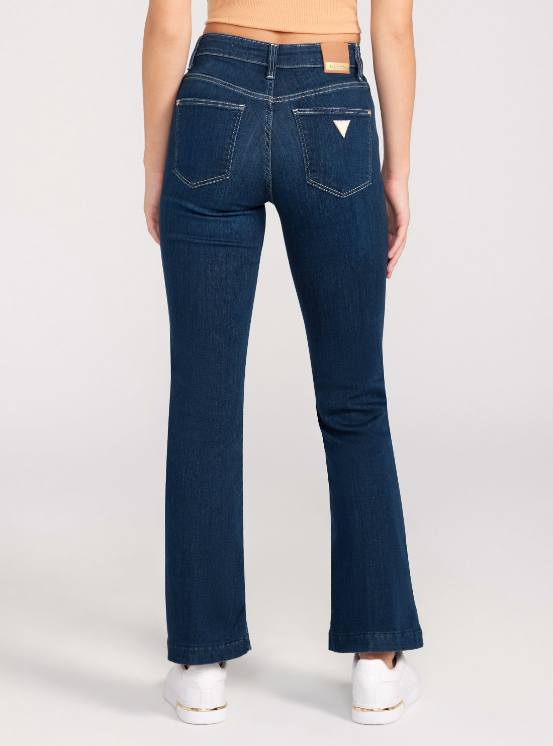 GUESS Mid-Rise Sexy Bootleg Cut Denim Jeans In Dark Wash back view