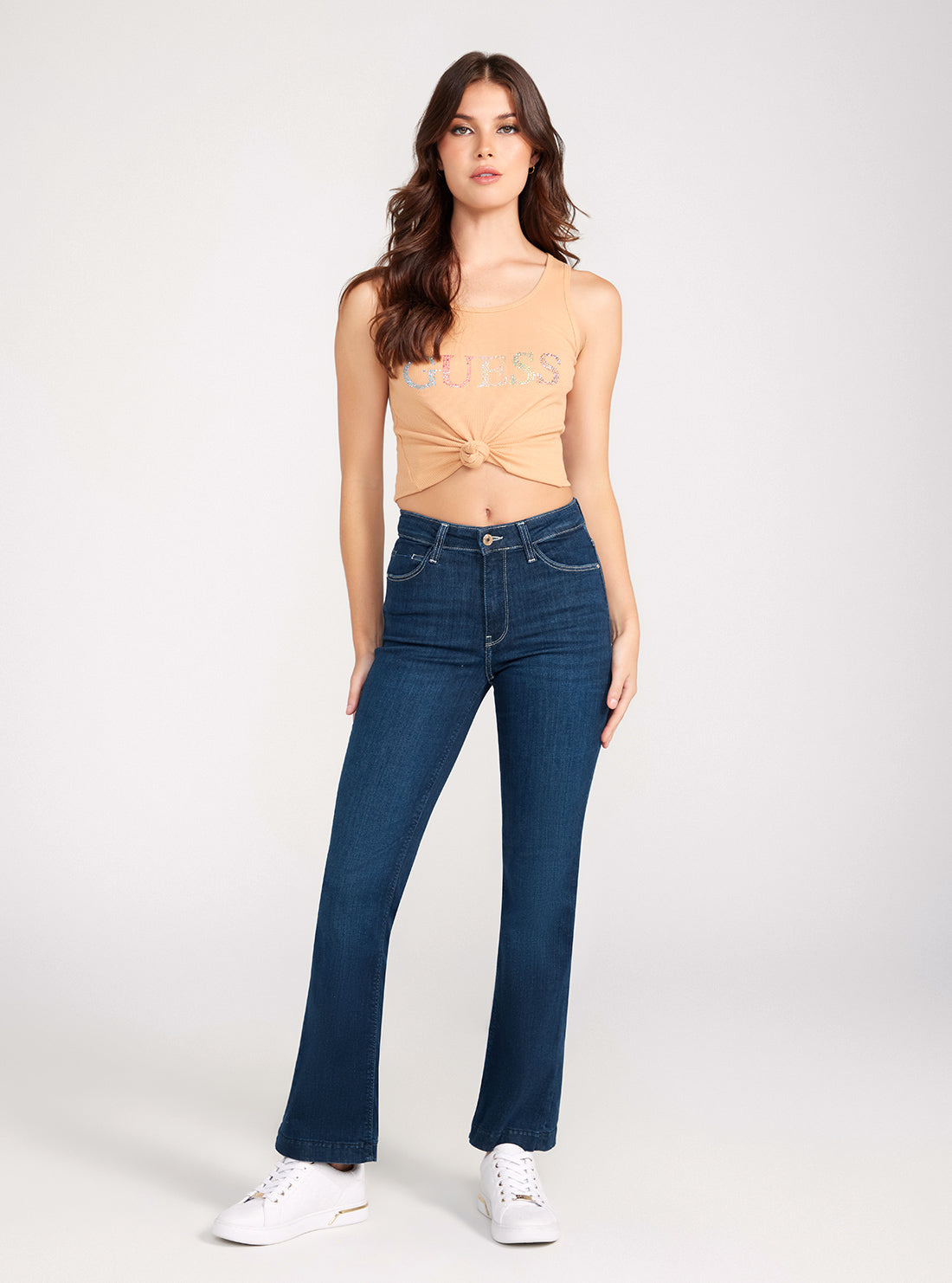 GUESS Mid-Rise Sexy Bootleg Cut Denim Jeans In Dark Wash full view