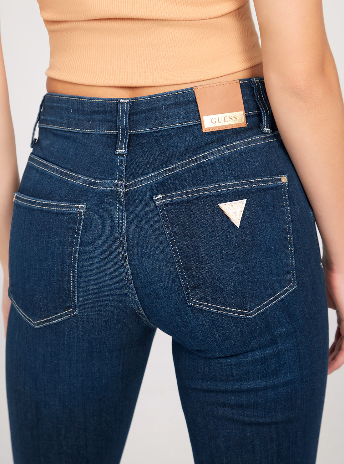GUESS Mid-Rise Sexy Bootleg Cut Denim Jeans In Dark Wash detail view