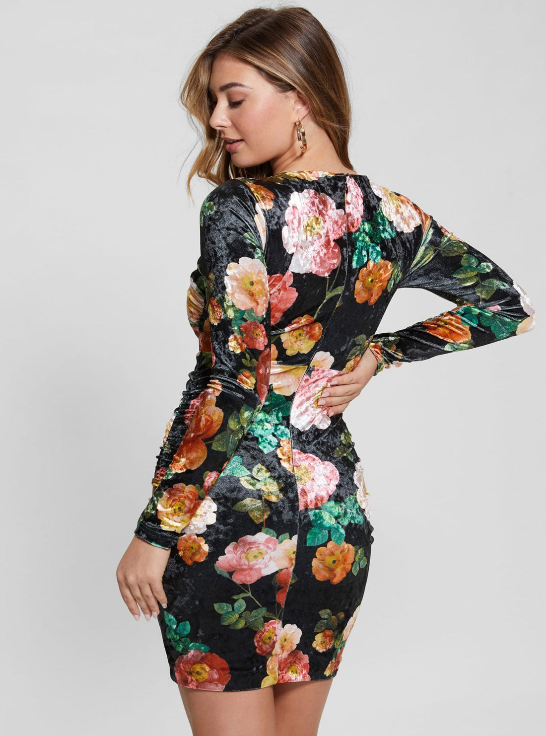 GUESS Floral Tess Velvet Mini Dress  back view