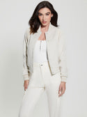 GUESS White Gloria Logo Bomber Jacket front view