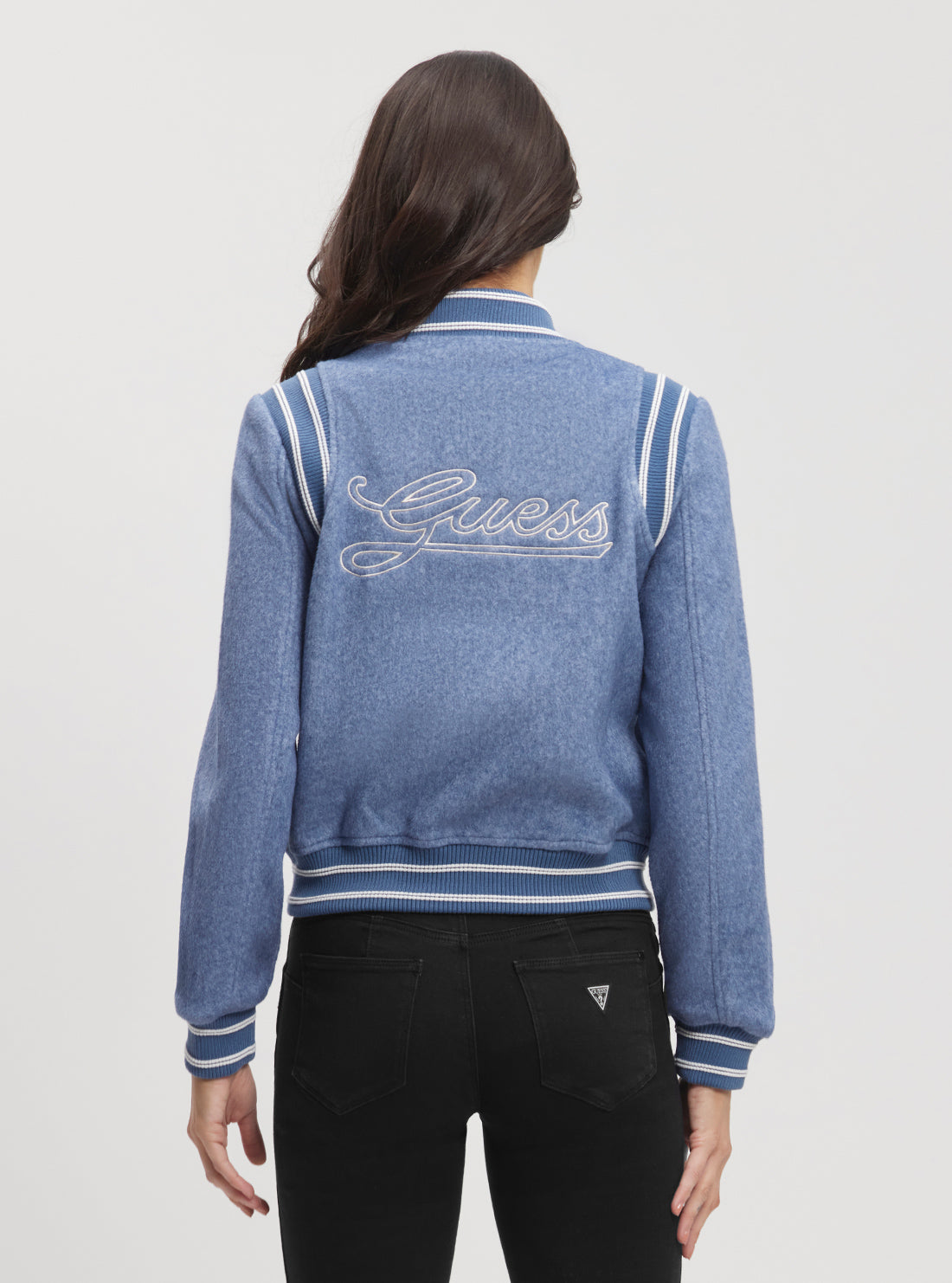 GUESS Eco Blue Gloria Logo Bomber Jacket back view