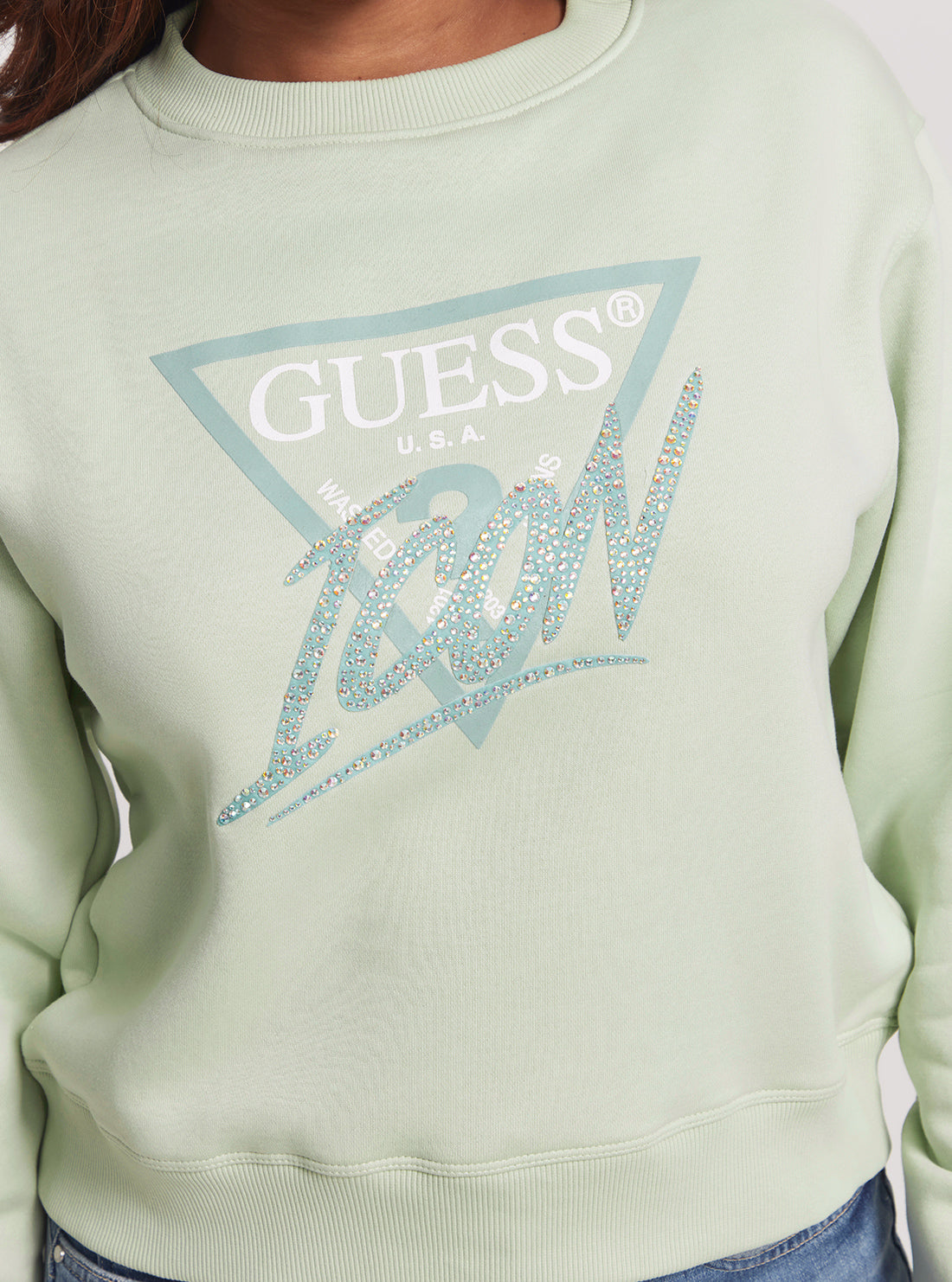 GUESS Mint Green Icon Jumper front view