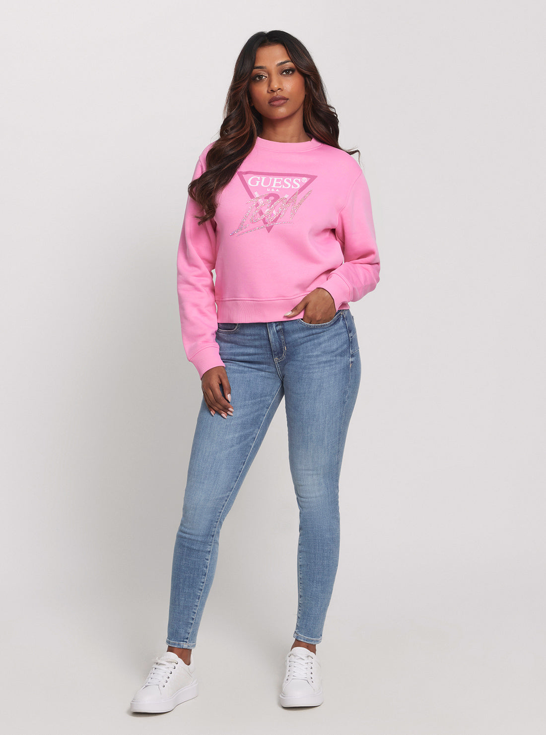 GUESS Pink Icon Jumper full view