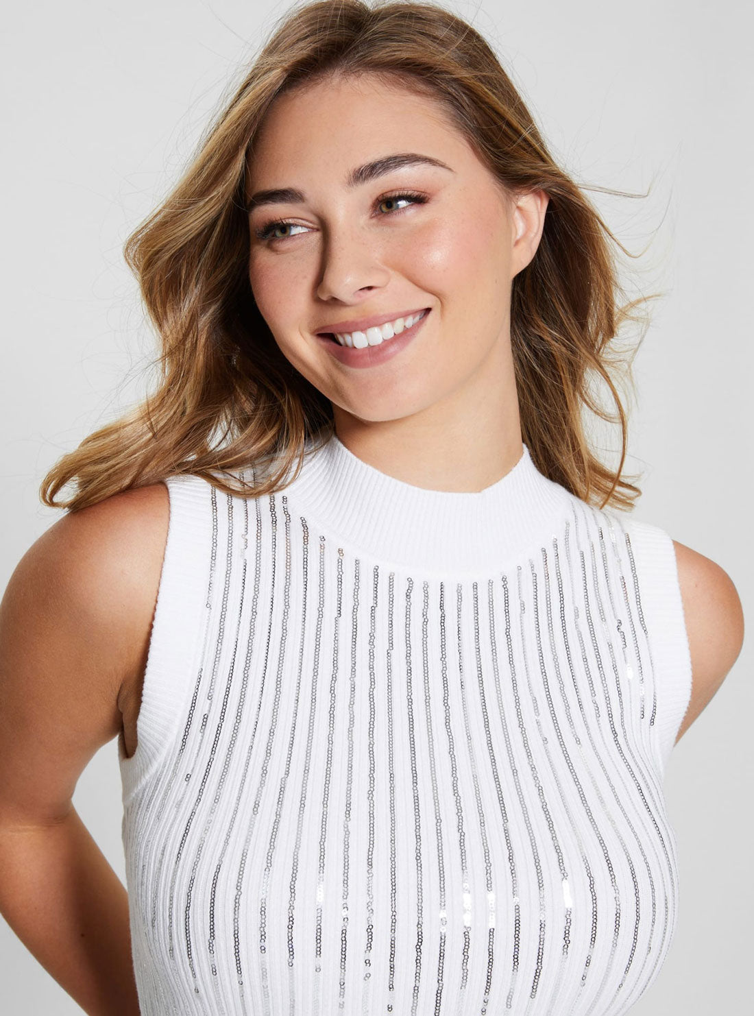 GUESS White Vivian Short Sleeve Top detail view