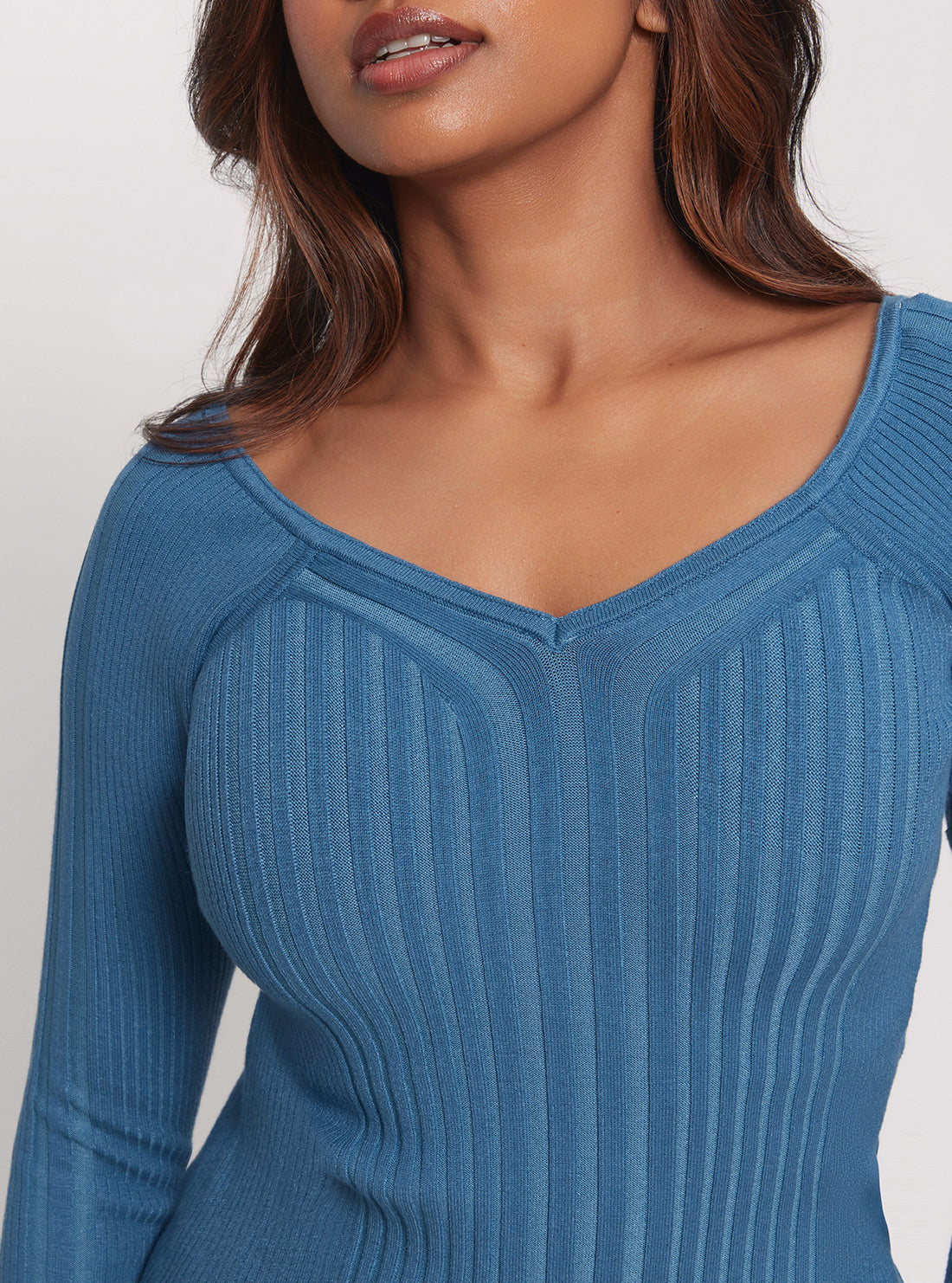 GUESS Blue Allie Long Sleeve Knit Top detail view