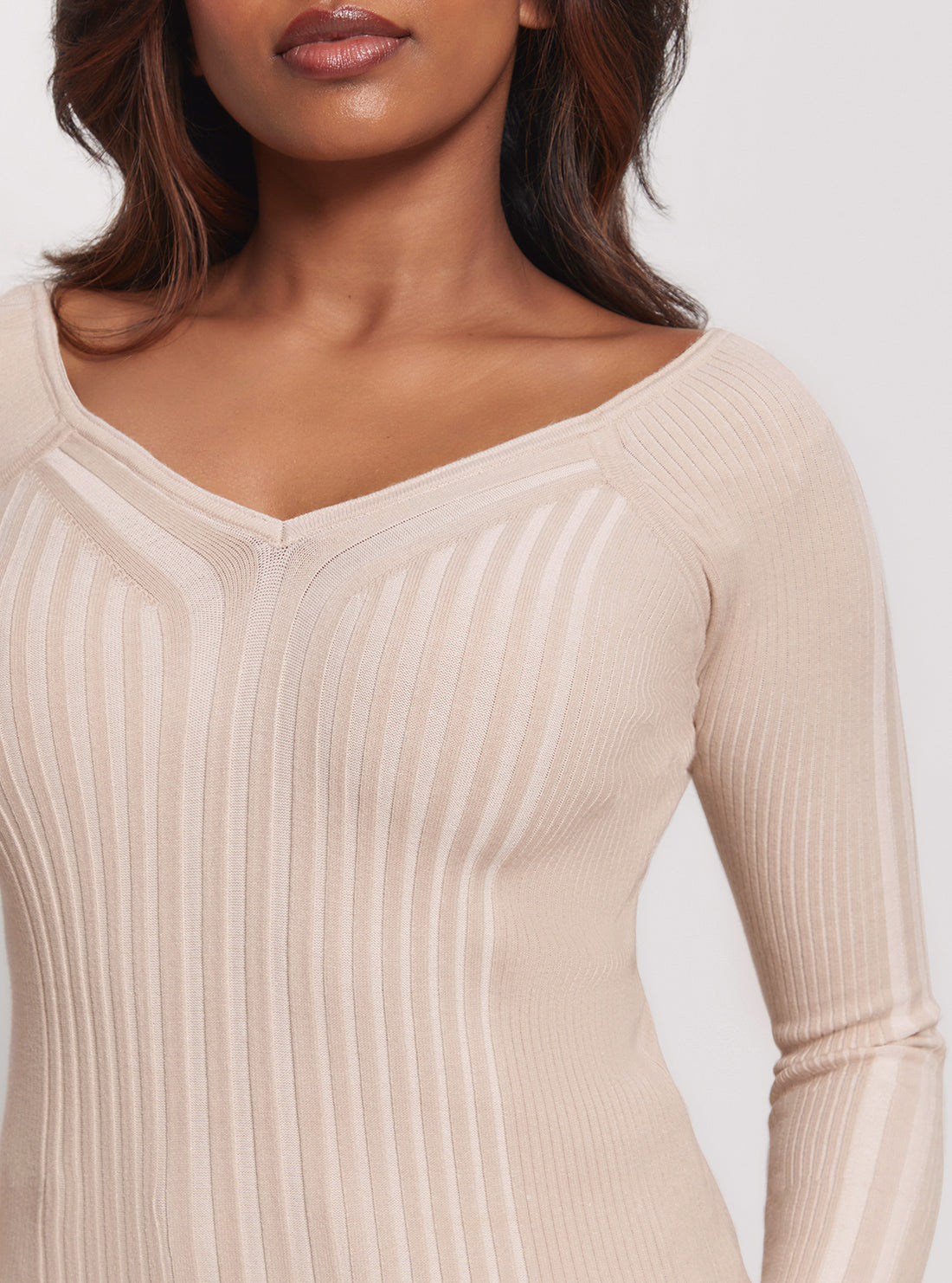 GUESS Beige Allie Long Sleeve Knit Top detail view