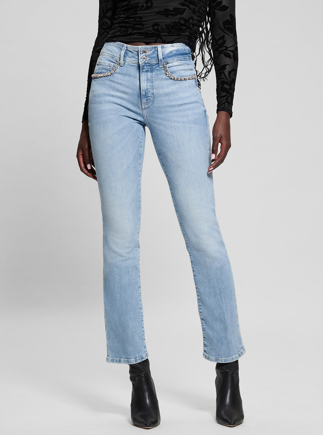 Blue Denim Shape Up Straight Leg Jeans in Light Wash