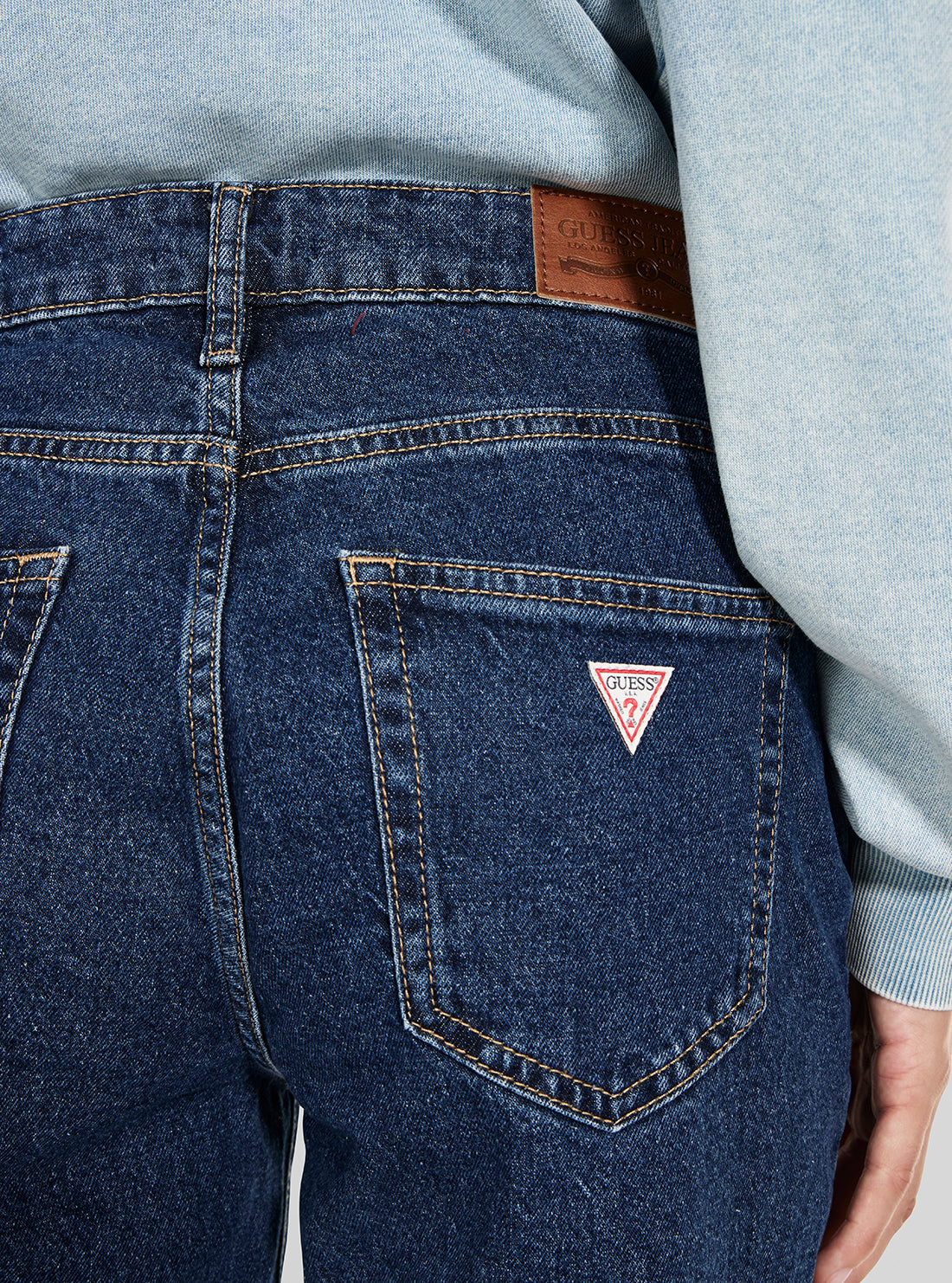 Guess Jeans G08 Straight Leg Jeans in Medium Wash W4YA98D5CC2 Detail View