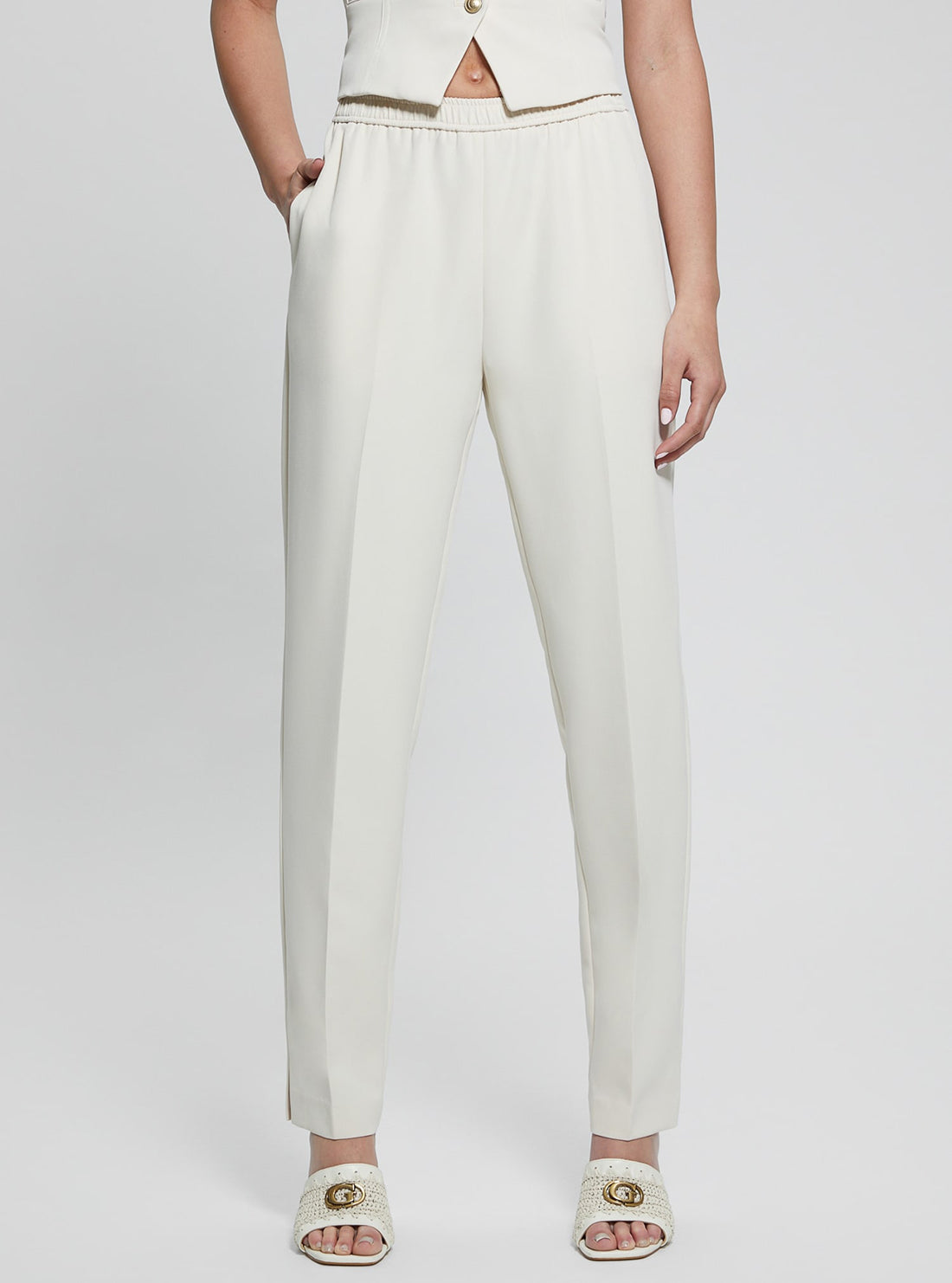 Eco White Roberta Structured Jogger Pant