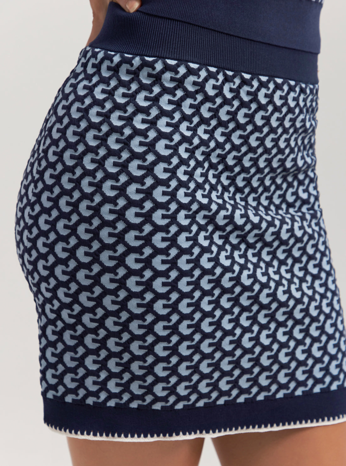 Navy Ashley Monogram Knit Mini Skirt