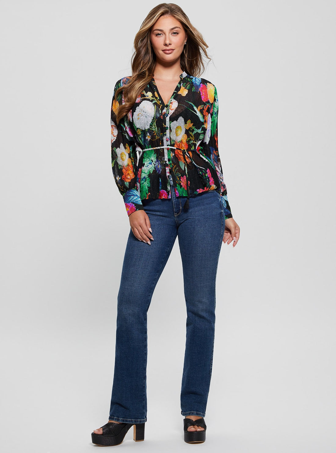 GUESS Garden Print Lisette Top full view