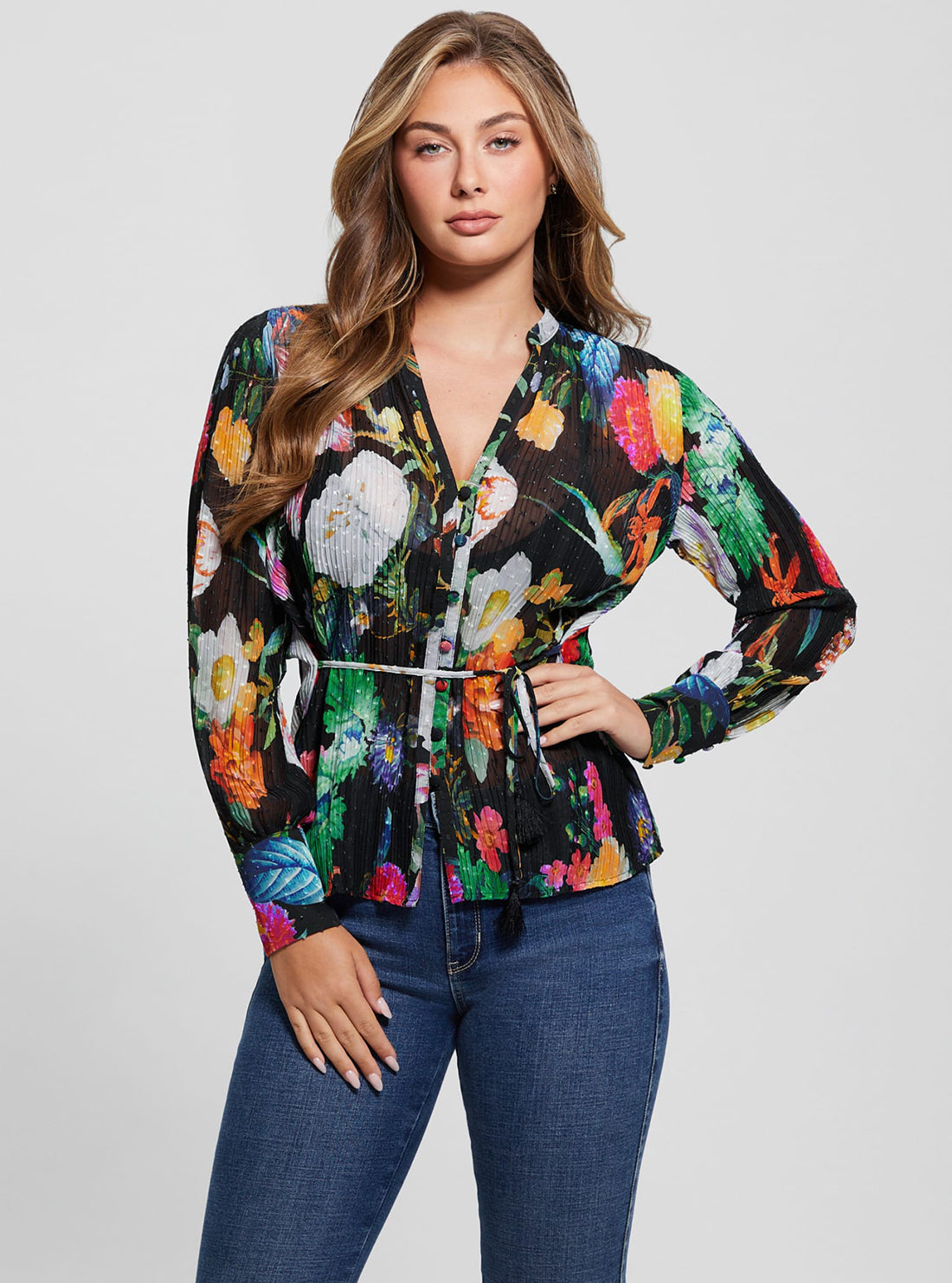 GUESS Garden Print Lisette Top front view