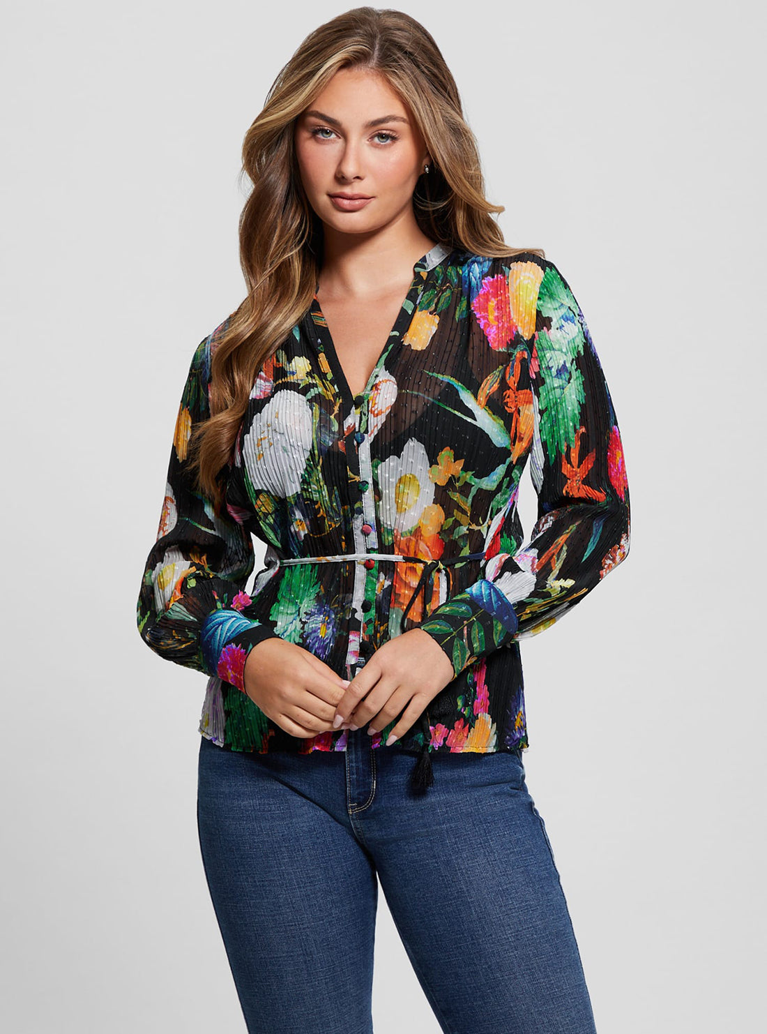 GUESS Garden Print Lisette Top front view