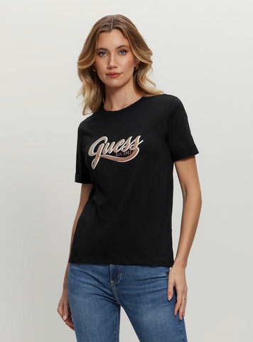 Eco Black Glittery Logo T-Shirt