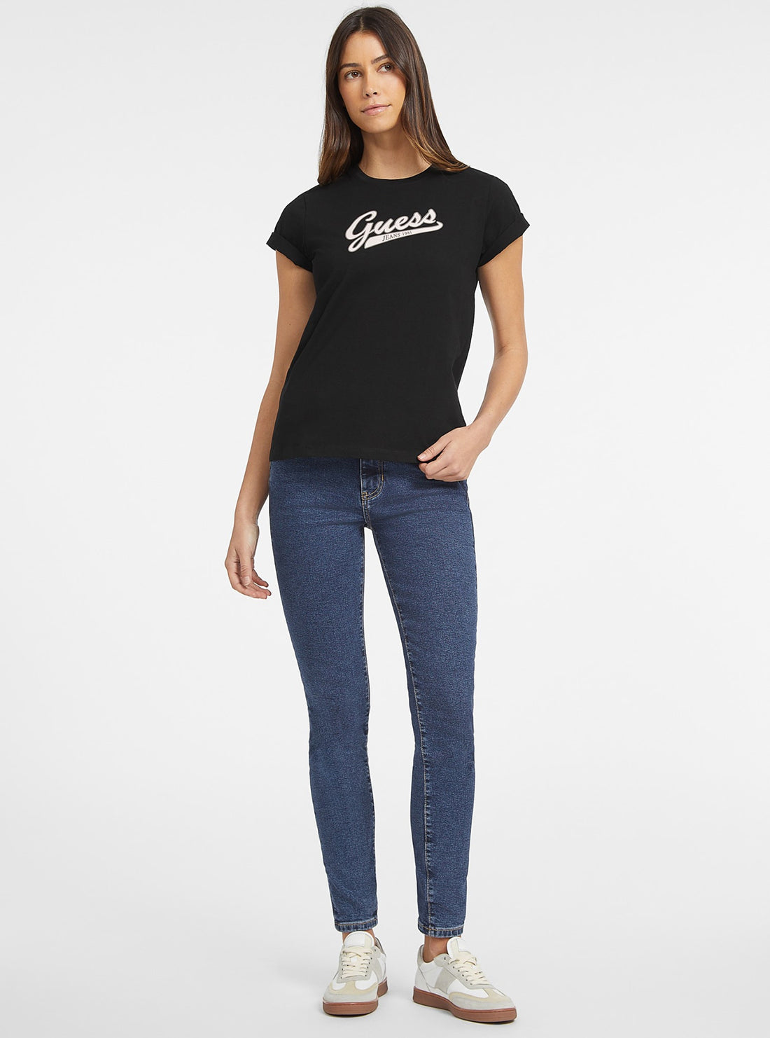 Guess Jeans Black Script Logo T-Shirt full view