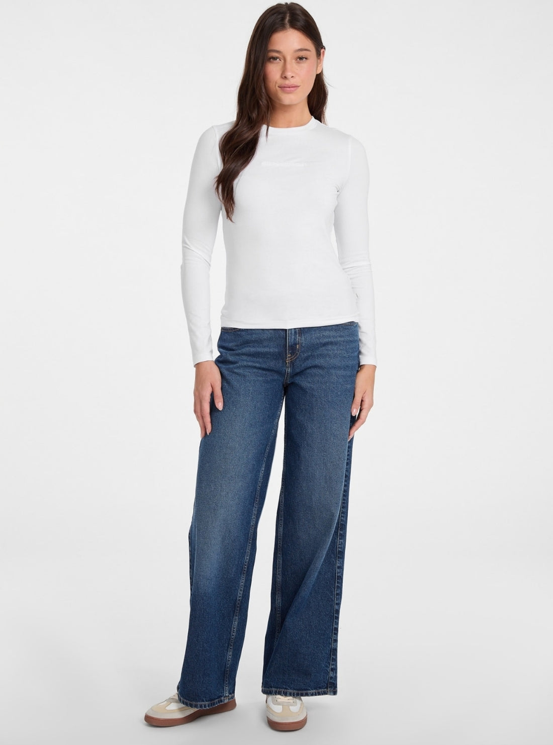 Guess Jeans White Slim Long Sleeve T-Shirt W4YI22J1314 Full View