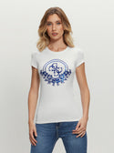 Eco White Blue Cheker Sequin T-Shirt