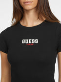 Guess Jeans Black Ribbed T-Shirt detail view