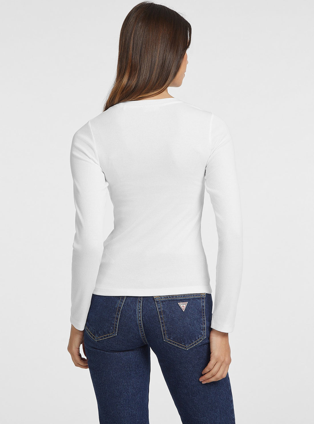 Guess Jeans White Long Sleeve Star T-Shirt back view