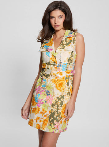 Eco Yellow Floral Print Lydia Mini Dress