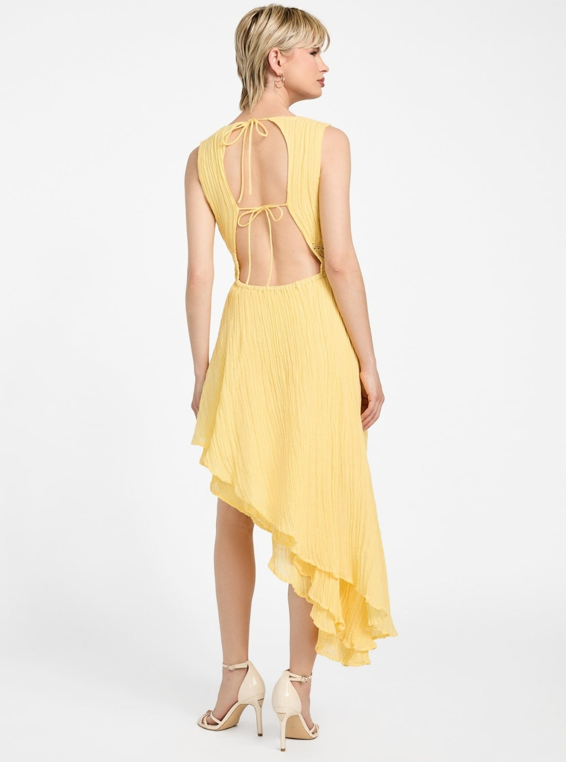 GUESS Womens Eco Yellow Danny Dress W4YK76WE340 Back View