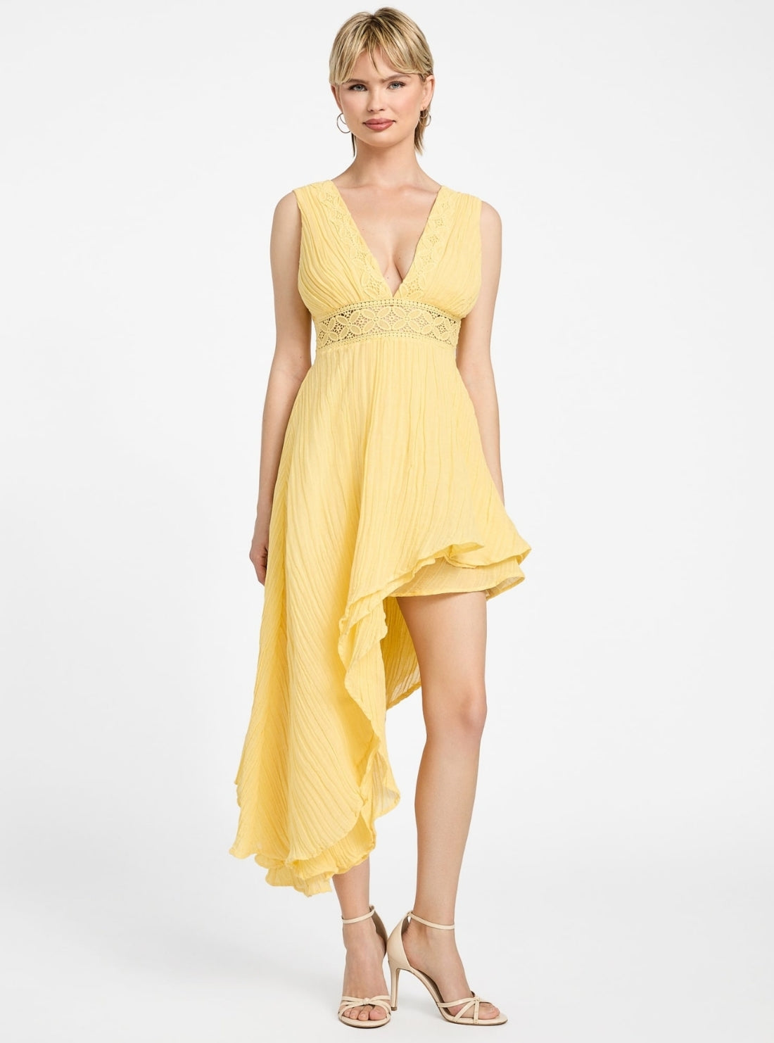 GUESS Womens Eco Yellow Danny Dress W4YK76WE340 Front View