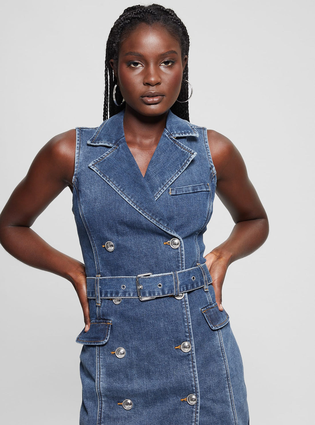 Denim Guess Adelaide Blue Denim Anela Trench Mini Dress GUESS Denim Guess Adelaide Blue Denim Anela Trench Mini Dress GUESS
