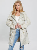 GUESS Beige Vilma Suede Trench Coat front view