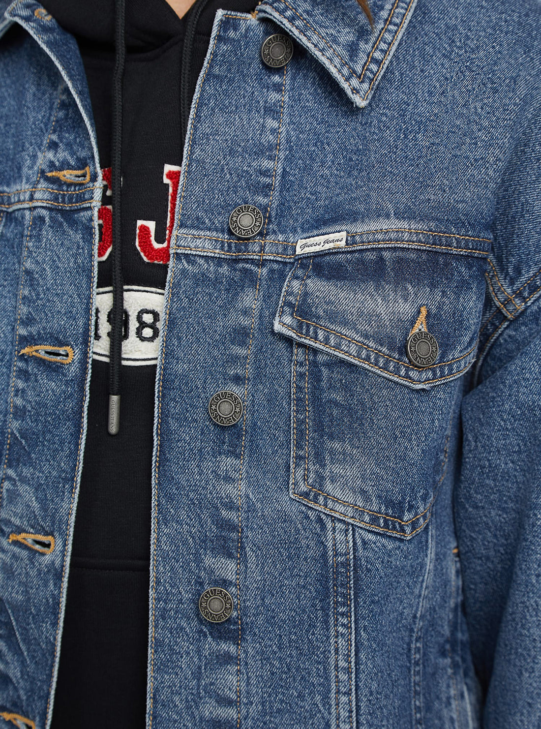 Guess Jeans Blue Denim Oversized Trucker Jacket detail view