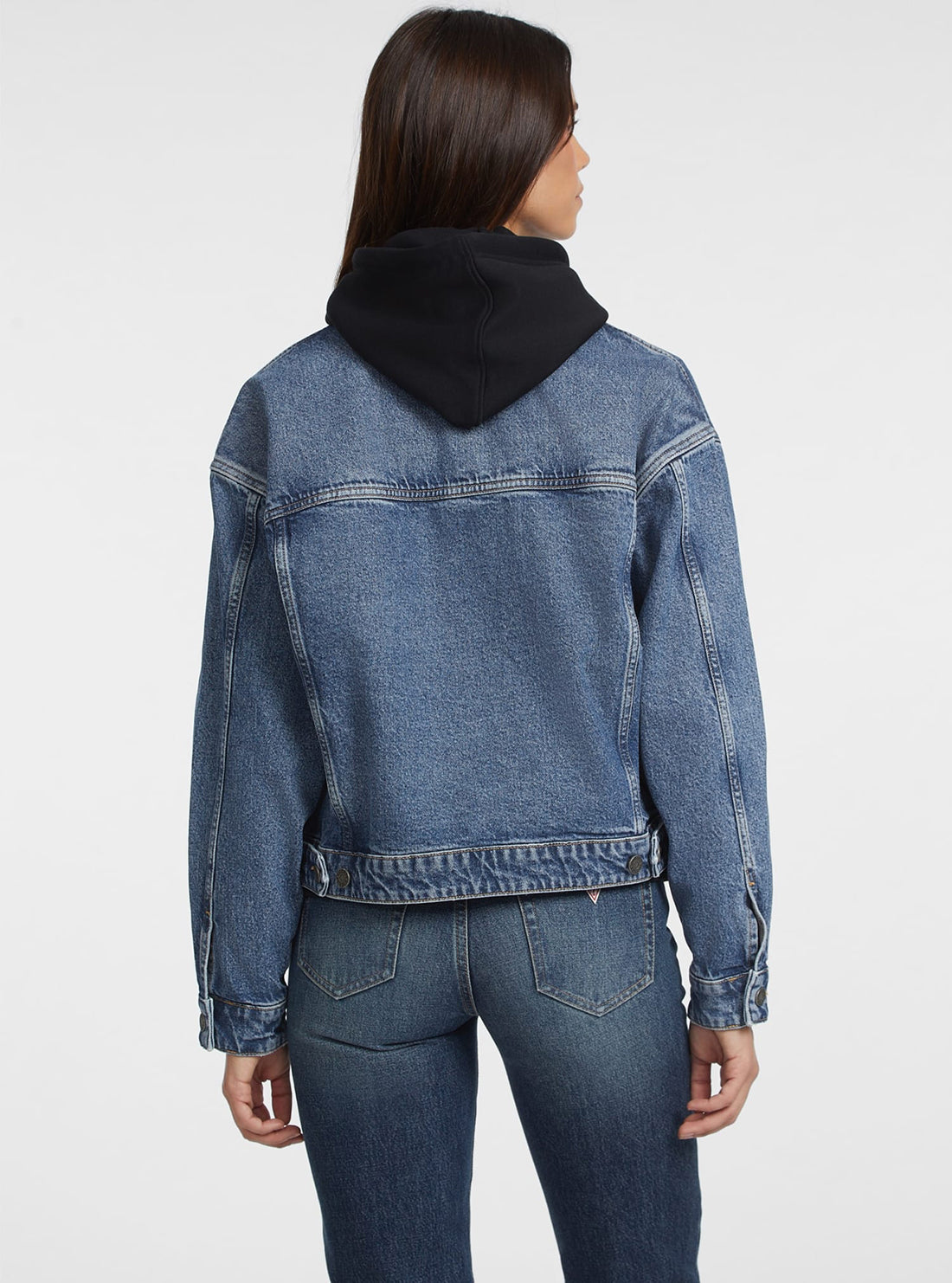 Guess Jeans Blue Denim Oversized Trucker Jacket back view