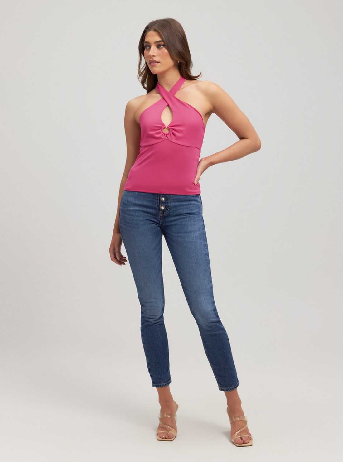 GUESS Pink Halter Kamia Top ull view