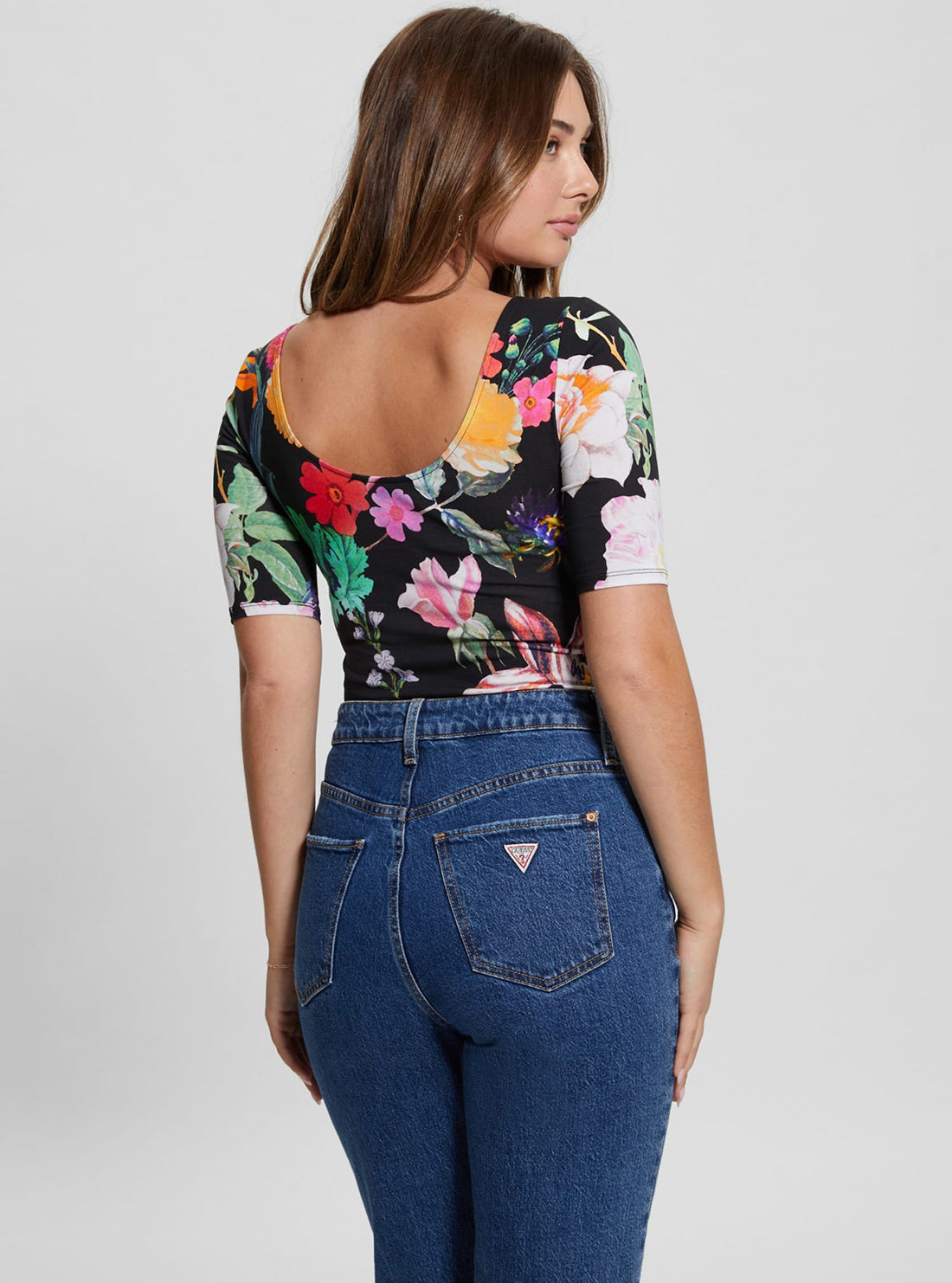 GUESS Garden Print Clara Twisted Top back view