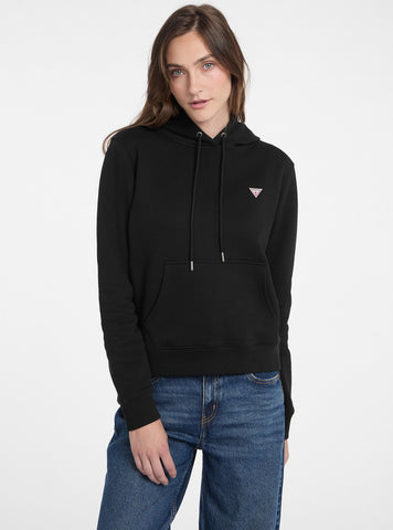 Guess Jeans Black Hood Reg Mini Triang Sweat W4YQ04KC811 Front View