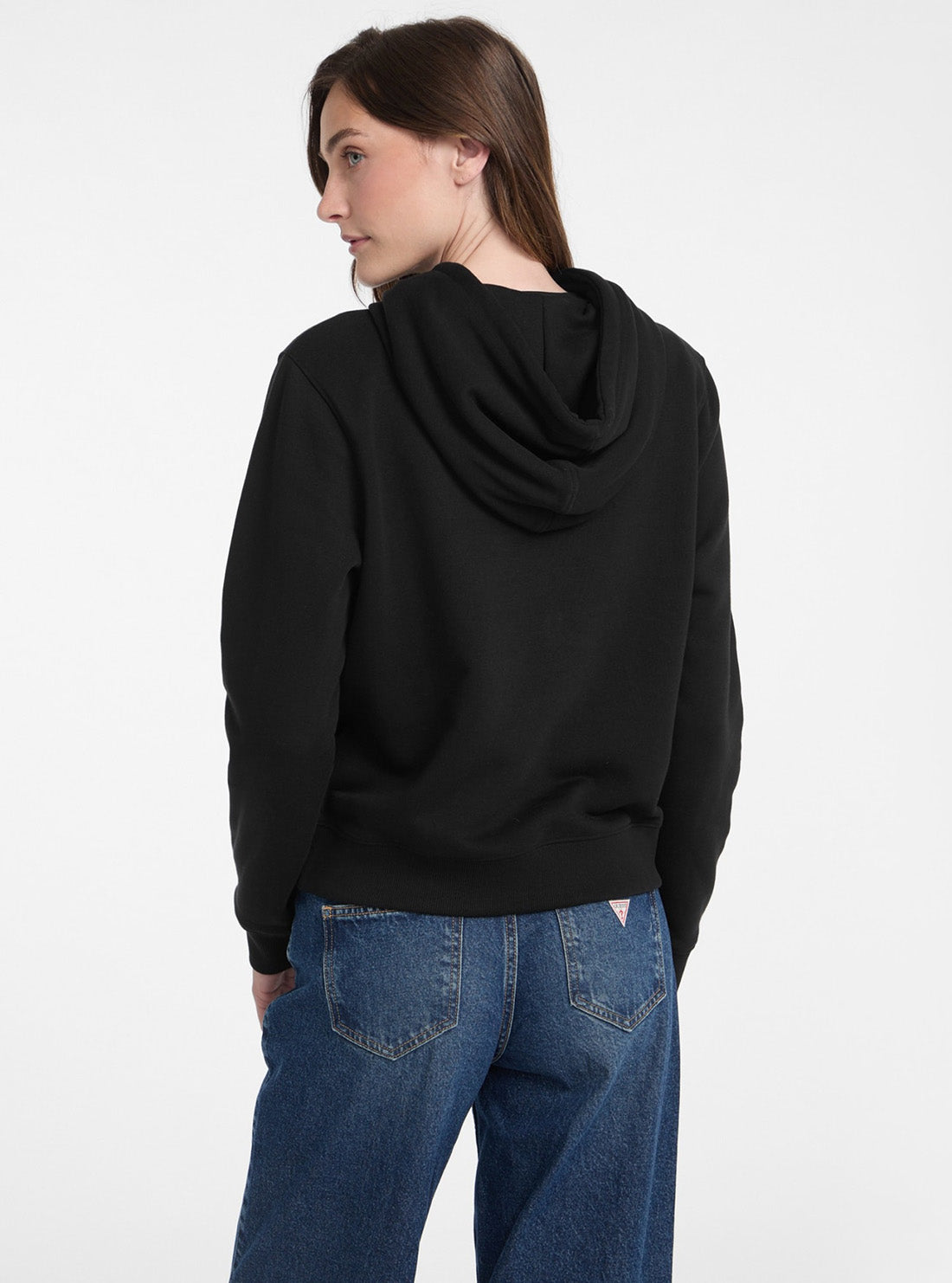Guess Jeans Black Hood Reg Mini Triang Sweat W4YQ04KC811 Back View