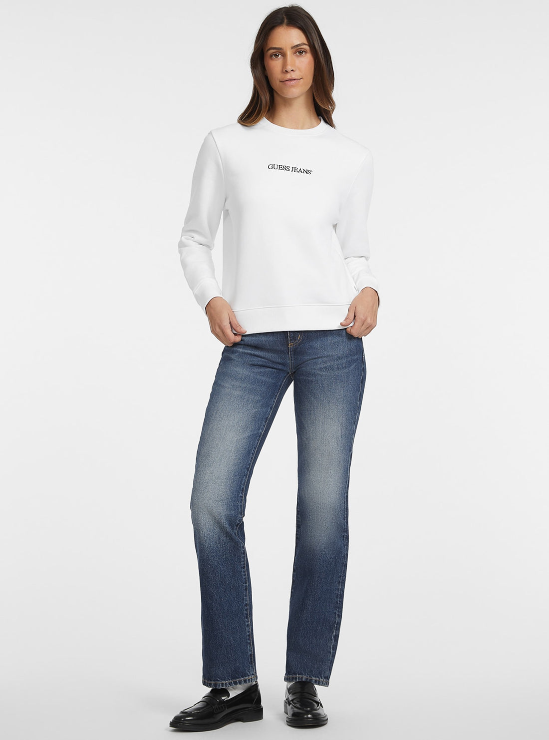 Guess Jeans White Logo Jumper W4YQ10KC811  full view