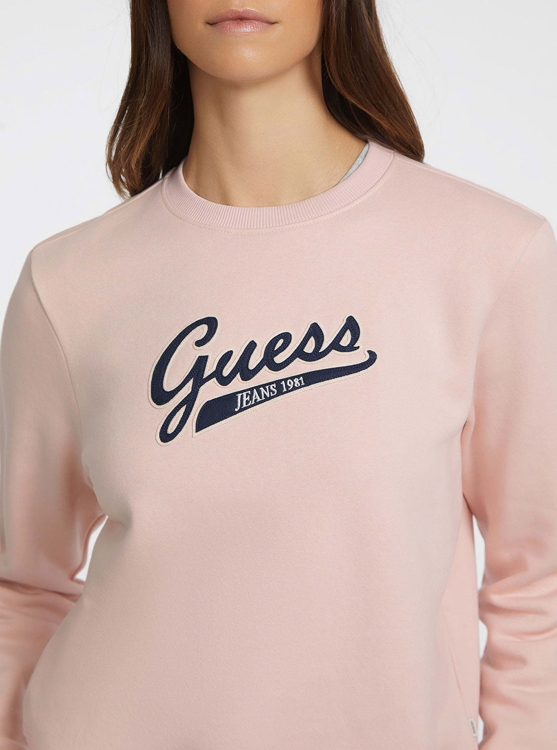 Guess Jeans Pink Script Logo Jumper detail view