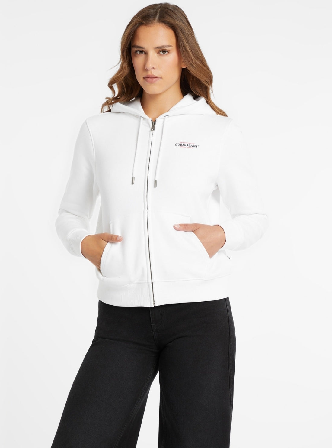 White Regular Mini America Sweatshirt | GUESS Jeans
