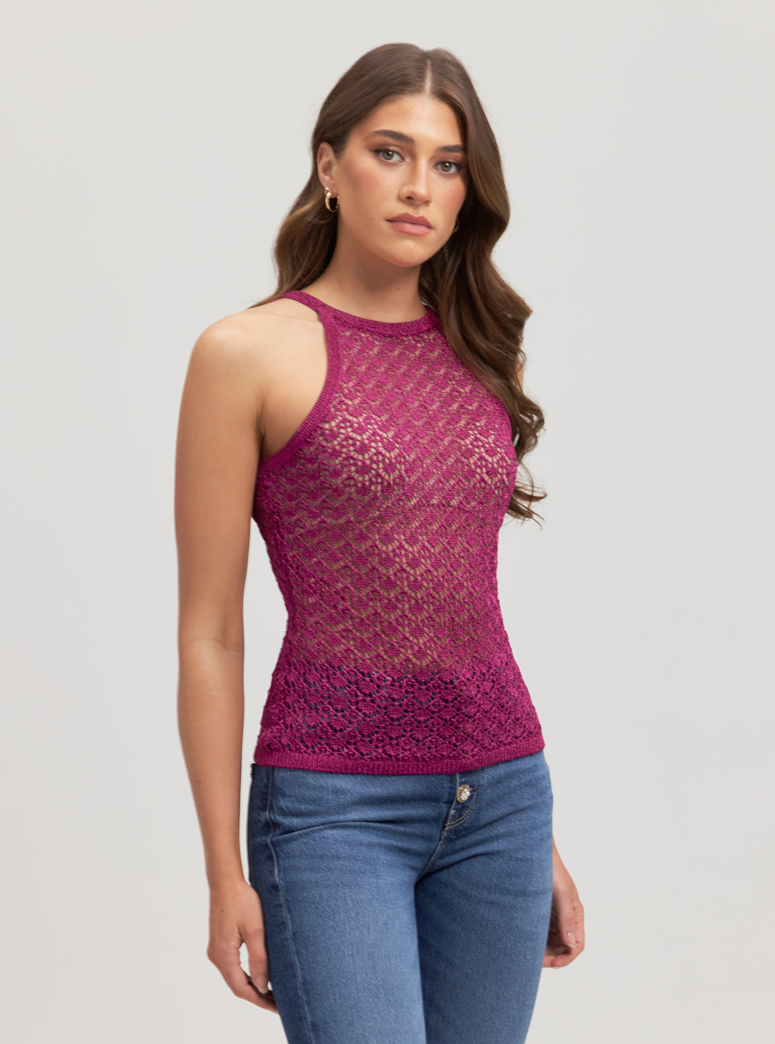 Pink Amber Lurex Tank Top