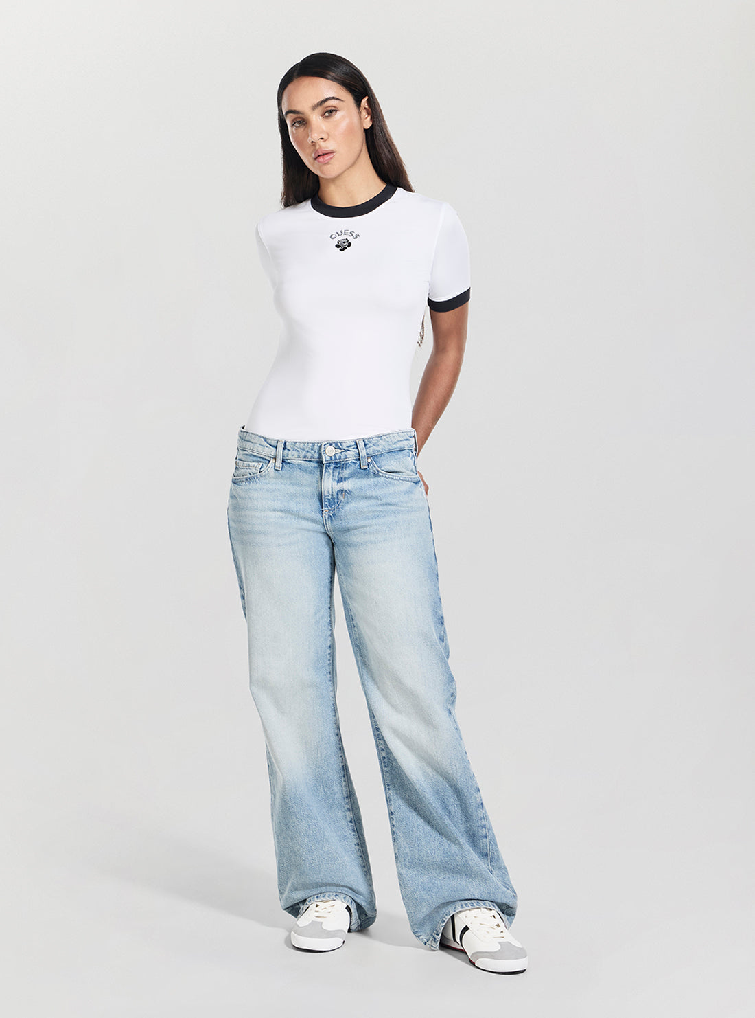 GUESS Womens Low Rise Slouchy Jeans in Winter Mist W5BA1DD0742 Full VIew
