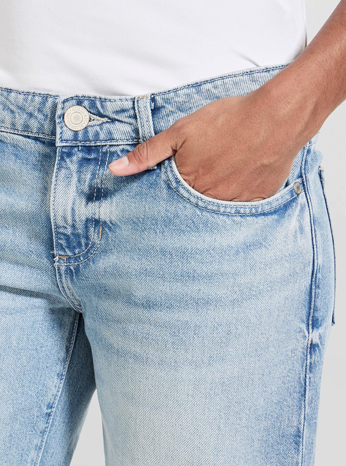GUESS Womens Low Rise Slouchy Jeans in Winter Mist W5BA1DD0742 Detail View