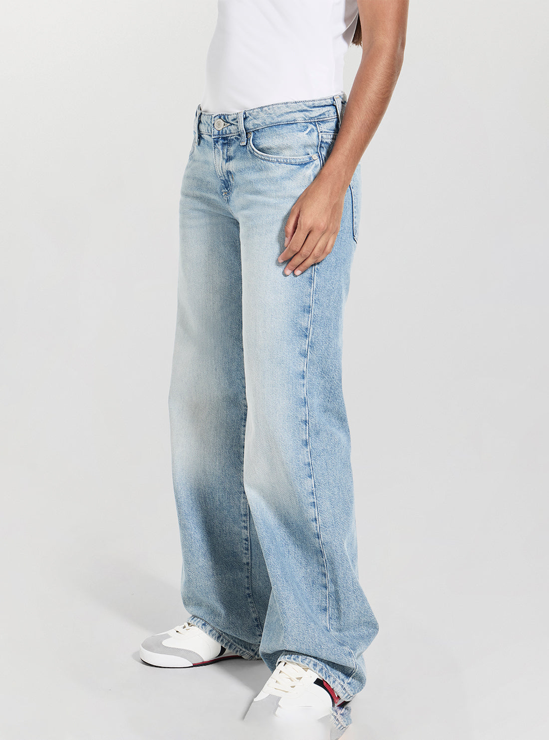 GUESS Womens Low Rise Slouchy Jeans in Winter Mist W5BA1DD0742 Side VIew