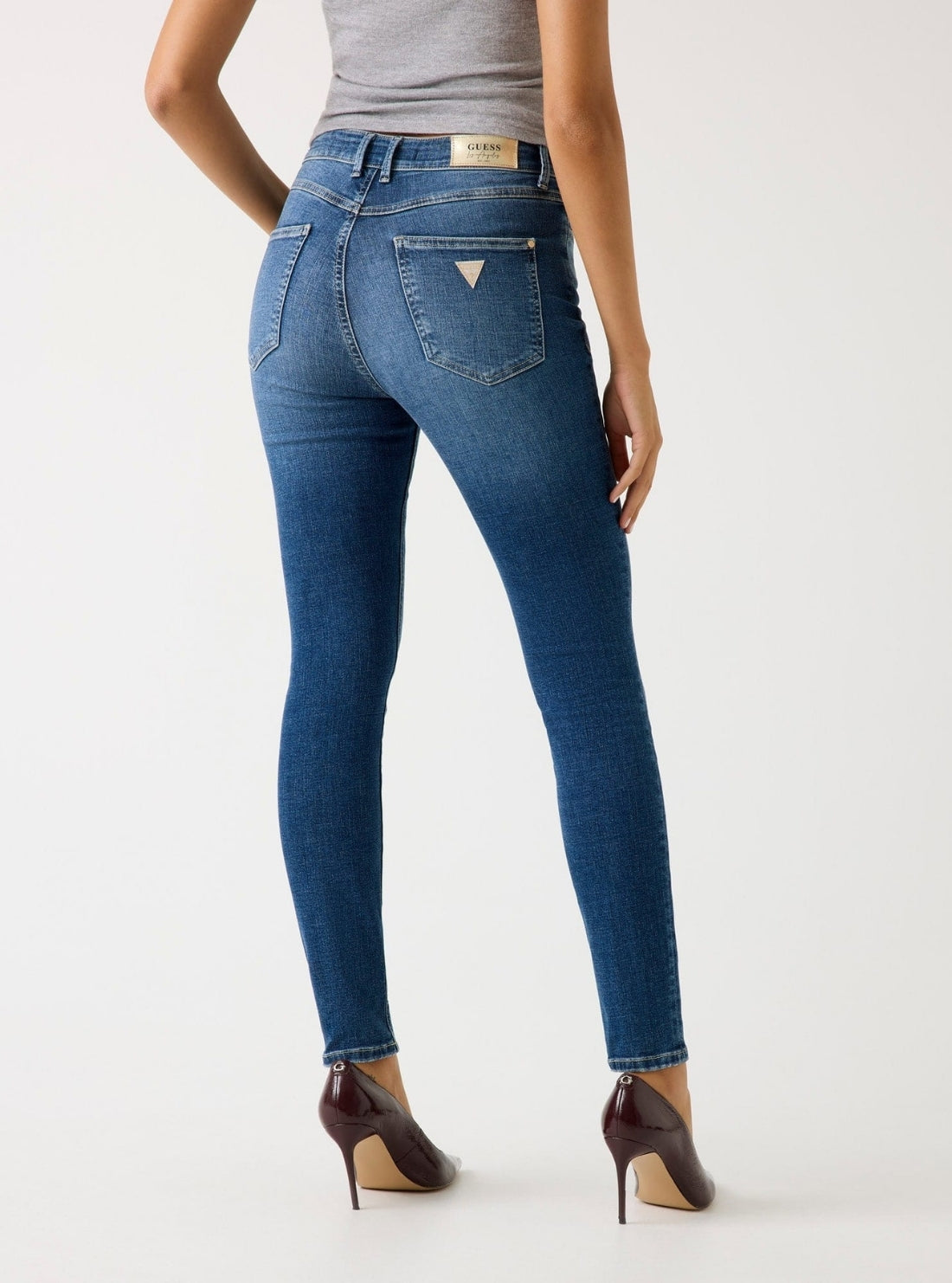 GUESS Womens High Rise 1981 Button Jeans in Medium Wash W5BA28D0793 Back View